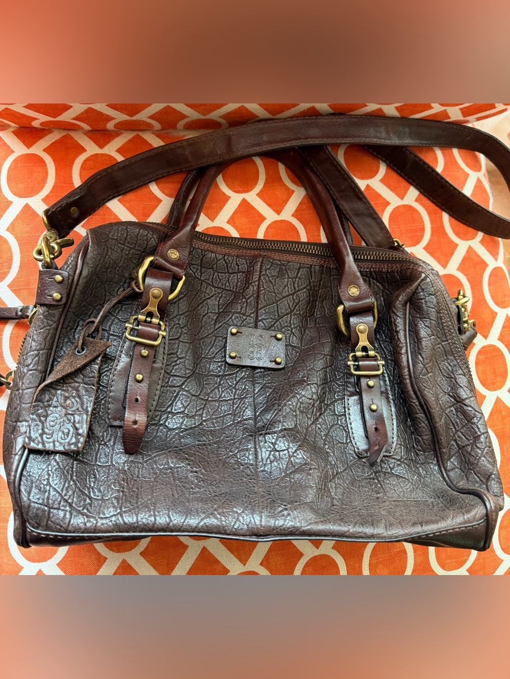A.S.98 Dark Brown Leather (Doctors Bag)Satchel with Brass Hardware